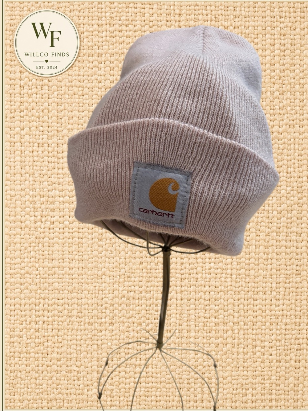 Carhartt Taupe Beige Cuffed Knit Beanie Watch Hat Logo Patch Unisex